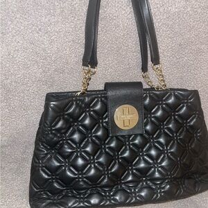 Kate Spade Black Quilted Handbag with Gold Accents